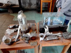 Kitchen utensils ruined in the eruption are seen on display at the Mini Museum. JP/Agus Maryono