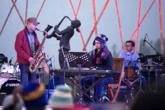 The Nial Djuliarso Trio, with Nial at the piano, collaborates with saxophonist Arif Setiadi. JP/Tarko Sudiarno
