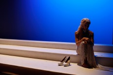 In this Sunday, Sept. 18, 2016 photo, Linni Rows Wiman, from Sweden, sits on the stage during an interval in the Miss Trans Star International 2016 show celebrated in Barcelona, Spain. Twenty-eight women representing as many countries competed last weekend to be crowned  Miss Trans Star International, Europe’s largest beauty pageant for transgender women and one of a growing number of similar events aimed at celebrating a population more often condemned. 