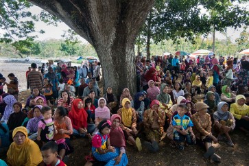 A rain dance by a dry lake in Yogyakarta