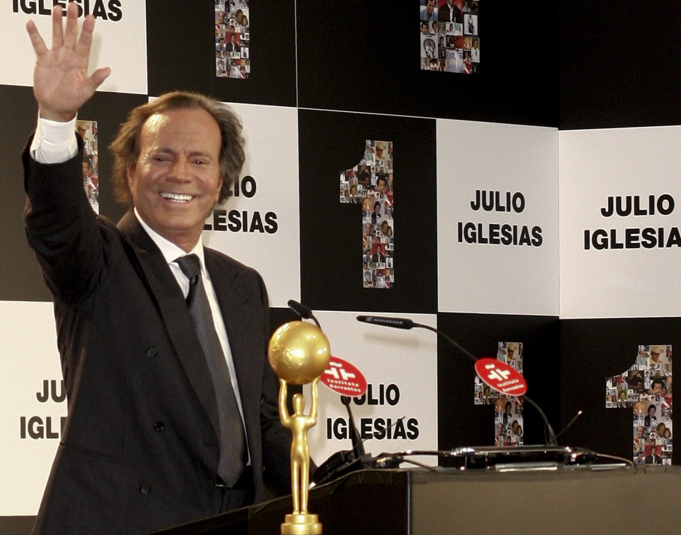 Julio Iglesias attends an award ceremony in which the singer is honored with most albums sold in Spain and to the Latino singer with most albums sold in the world on December 12, 2011 in Madrid, Spain.
