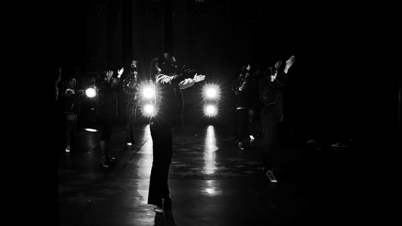 Performers from Namarina Youth Dance warm up before their last rehearsal at Teater Besar, Taman Ismail Marzuki, Jakarta, on Dec. 1. JP/Wienda Parwitasari