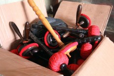 The workshop also produces and sells mallets used to hit the gamelan. JP/Aditya Sagita