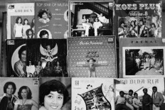 Covers of vinyls produced by Lokananta are displayed side by side. JP/Ganug Nugroho Adi