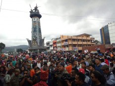Celebration: Thousands of people attend the Flowers and Fruits Festival in Berastagi, Karo region, in North Sumatra. JP/Apriadi Gunawan