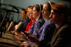 Female gamelan players wear kebaya (traditional blouses) during a performance in Surakarta, Central Java. JP/Maksum Nur Fauzan