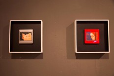 Babi Begadang (Pig Staying Up Late), a piece by Indonesian artist Bunga Jeruk (left), and Feelings by Indian artist Asit Kumar Patnaik. JP/Tarko Sudiarno