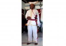 Proud attire: Former Negeri Luhuking Umar Faisal Kaliky poses in his royal regalia. JP/ Arief Suhardiman