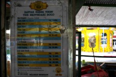 The ticket price list for different games at Sriwedari Park. JP/Maksum Nur Fauzan