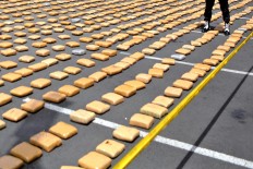 Confiscated packets of marijuana shown at West Jakarta Police headquarters, Thursday, January. 4. JP/Seto Wardhana