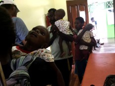 Malnourished siblings Epi (left), Arfat (center) and Poma from Sarwamok in Agats district, Asmat regency, Papua, are being transferred to Agats General Hospital on Thursday, January. 18. The children were found by paramedics who were deployed in response to a recent measles outbreak. The journey from Asmat’s capital to Agats regency takes several hours by boat. JP/Nethy Dharma Somba