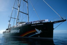 Out and about: Rainbow Warrior reaches Raja Ampat waters in West Papua as part of its journey across Indonesia. JP/Jerry Adiguna