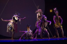 Male performers play daemons in the Bali Jawi dance. JP/Tarko Sudiarno