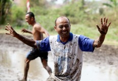 A player celebrates his success in scoring. JP/Boy T. Harjanto