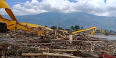 A collapsed bridge is pictured in Palu, Central Sulawesi, on Oct.1, 2018.  JP/ Ruslan Sangaji