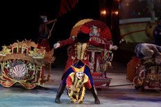 Laughing matter: Two clowns entertain the audience during The Great 50 Show performance by Oriental Circus Indonesia. JP/Dhoni Setiawan