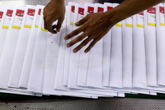 The ballot papers are lined up after the printing process. JP/Dhoni Setiawan