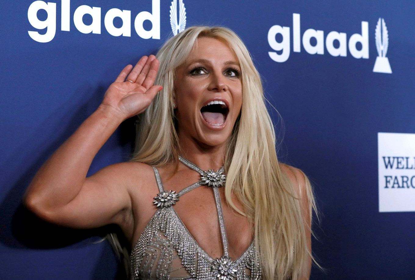 Singer Britney Spears poses at the 29th Annual GLAAD Media Awards in Beverly Hills, California, US, April 12, 2018. 