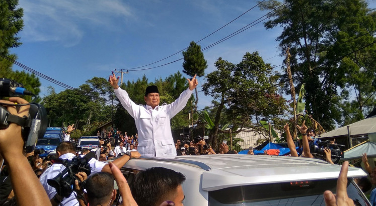 Upbeat Prabowo expects to get 63 percent of vote