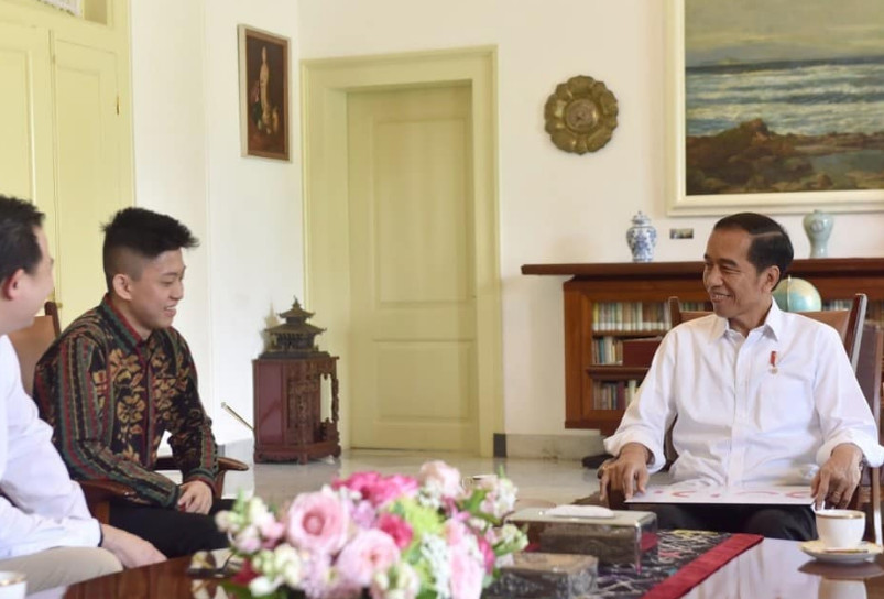 Rich Brian meets with President Joko 'Jokowi' Widodo at the Bogor Presidential Palace, West Java on July 7.
