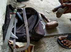 The tools of the trade for Dwi’s cattle-grooming service. JP/Asip Hasani
