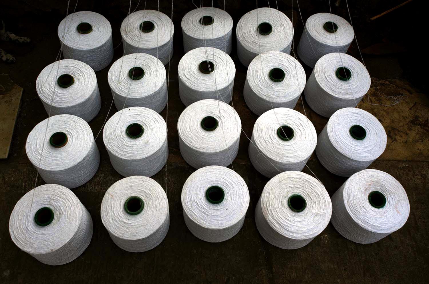 Rolls of thread are ready to be made into ropes. JP/ Magnus Hendratmo