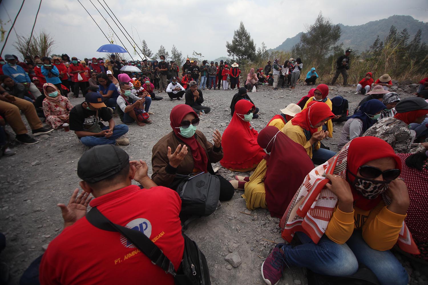 Participants say a prayer at the Merapi Kenduri. JP/Boy T Harjanto