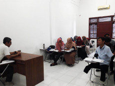 Learning time: Yoga attends class at the Industrial Engineering Department of Cut Meutia University. JP/Nurni Sulaiman