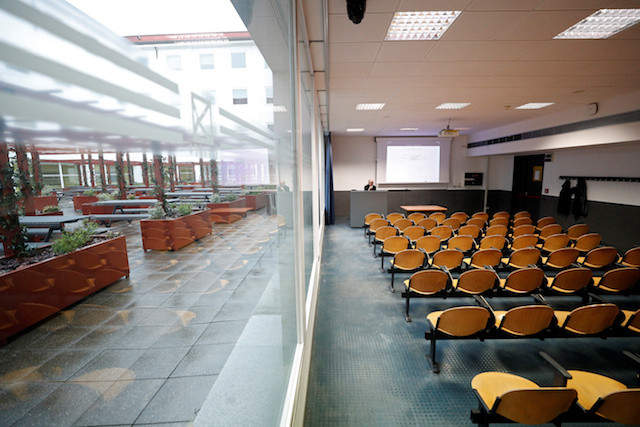 Chemistry professor Luca De Gioia records his lesson in an empty classroom to stream it online for his students at the Bicocca University in Milan, Italy, on March 2. Authorities all over the world have closed schools and universities in order to prevent the spread of the highly infectious coronavirus disease 2019 (COVID-19).