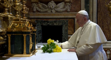 Pope prays at Great Plague church as Italy toll mounts