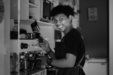 Buana works at his café in Kuta, Bali, amid the virus pandemic. JP/M Azis Dicky